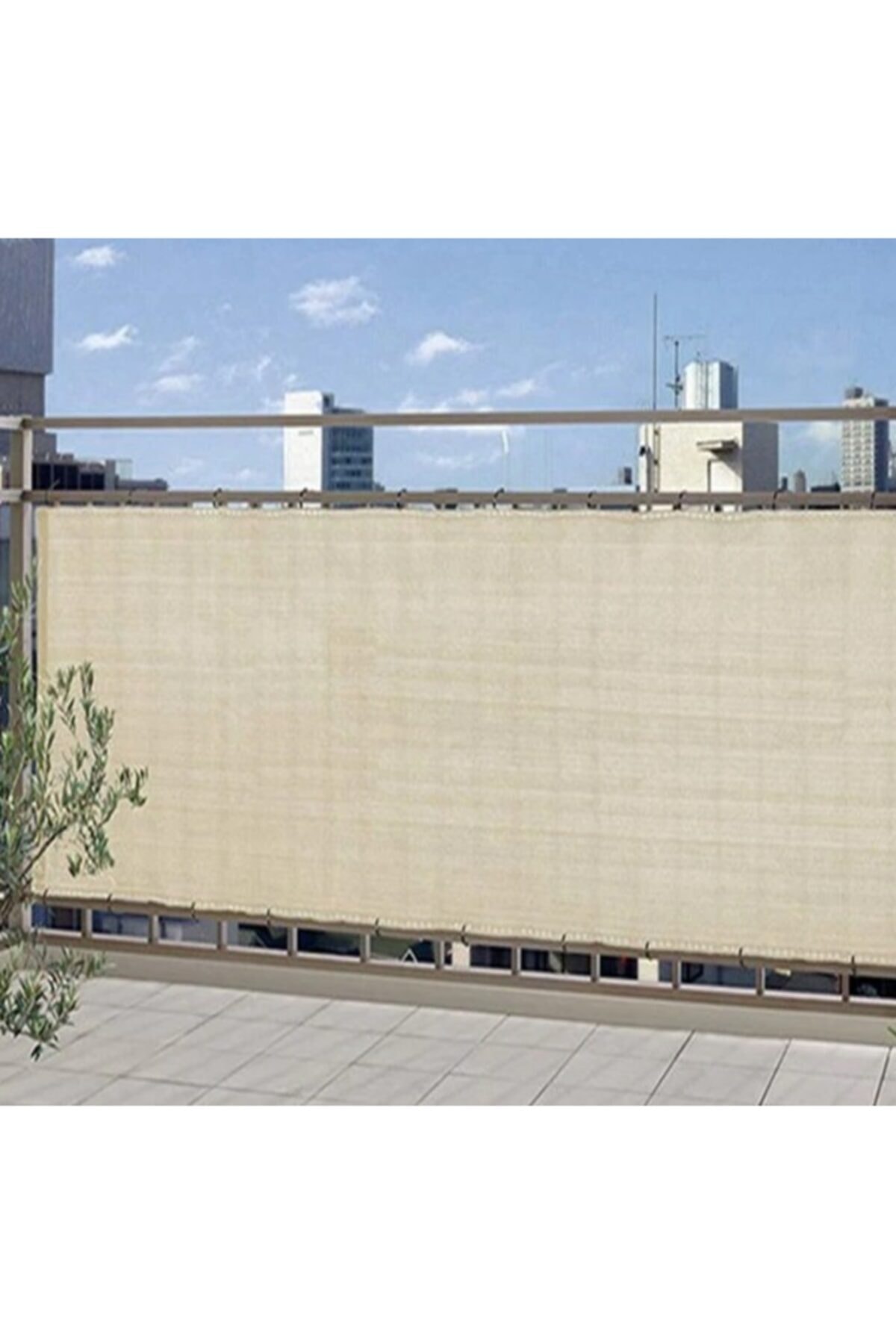 Asenya Gölgelik File 1x12 M %95 Krem Gölgelik Branda Balkon Örtüsü Balkon Demiri Korkuluk Örtüsü